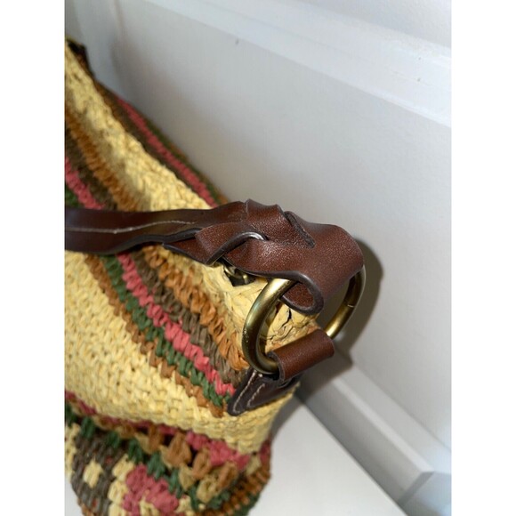 St. John's Bay Basket Shoulder Bag Woven Straw NWOT Striped - Picture 5 of 12
